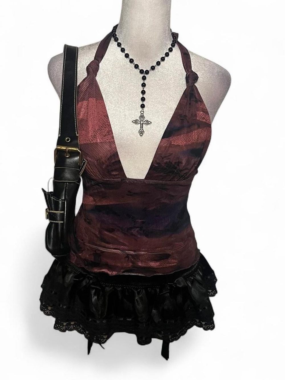 Tiger Mist Frieda Burgundy Halter top